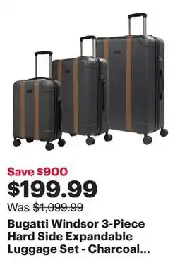 Best Buy Bugatti Windsor 3-Piece Hard Side Expandable Luggage Set - Charcoal - Only at Best Buy offer