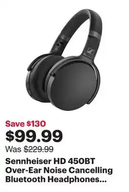 Best Buy Sennheiser HD 450BT Over-Ear Noise Cancelling Bluetooth Headphones - Black offer