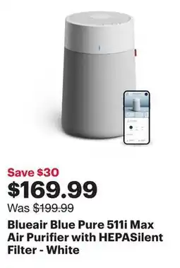 Best Buy Blueair Blue Pure 511i Max Air Purifier with HEPASilent Filter - White offer