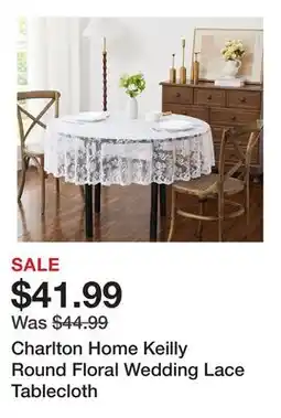 Wayfair Charlton Home Keilly Round Floral Wedding Lace Tablecloth offer