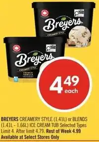 Shoppers Drug Mart Breyers creamery style offer