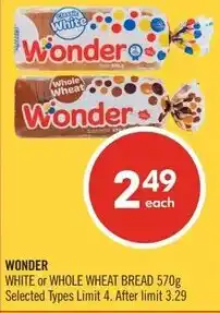 Shoppers Drug Mart Wonder white or whole wheat bread offer