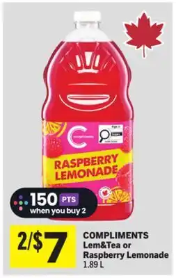 Foodland COMPLIMENTS Lem & Tea or Raspberry Lemonade offer