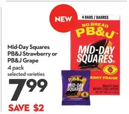 Longo's Mid-Day Squares PB&J Strawberry or PB & J Grape offer