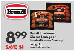 Longo's Brandt Knackwurst, Cheese Sausage or Smoked Farmer Sausage offer