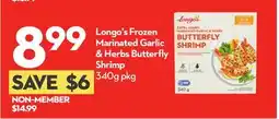 Longo's Longo's Frozen Marinated Garlic & Herbs Butterfly Shrimp offer
