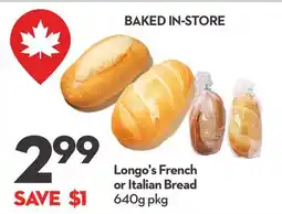 Longo's Longo's French or Italian Bread offer