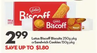 Longo's Lotus Biscoff Biscuits 250g pkg or Sandwich Cookies 150g pkg offer