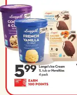 Longo's Longo's Ice Cream 1L tub or Novelties offer