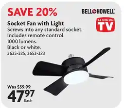 Home Hardware Socket Fan with Light offer