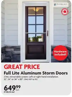 Home Hardware Full Lite Aluminum Storm Doors offer