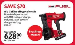 Home Hardware 18V Coil Roofing Nailer Kit offer