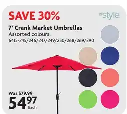 Home Hardware 7' Crank Market Umbrellas offer