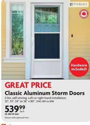 Home Hardware Classic Aluminum Storm Doors offer
