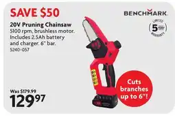 Home Hardware 20V Pruning Chainsaw offer