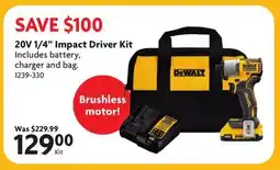 Home Hardware 20V 1/4 Impact Driver Kit offer