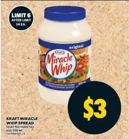 Valu-mart KRAFT MIRACLE WHIP SPREAD, 650/890 ML offer
