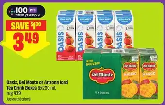 FreshCo Oasis, Del Monte or Arizona Iced Tea Drink Boxes offer