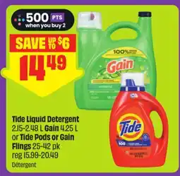 FreshCo Tide Liquid Detergent 2.15-248 L Gain 425 L or Tide Pods or Gain Flings 25-42 Pk offer