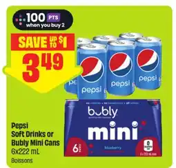 FreshCo Pepsi Soft Drinks or Bubly Mini cans offer