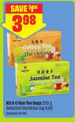 FreshCo KO & C Hao Tea Bags 200 g Selected Varieties offer