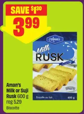 FreshCo Aman's Milk or Suji Rusk offer