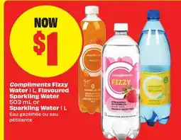 FreshCo Compliments Fizzy Water 1 L, Flavoured Sparkling water 503 mL or Sparkling Water offer