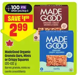FreshCo MadeGood Organic Granola Bars, Minis or Crispy Squares offer