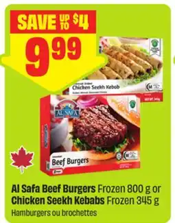FreshCo Al Safa Beef Burgers Frozen 800 g or Chicken Seekh Kebabs Frozen 345 g offer