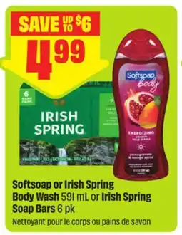 FreshCo Softsoap or Irish Spring Body Wash 591 mL or Irish spring Soap Bars offer