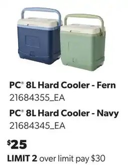 Real Canadian Superstore PC , 8L HARD COOLER-FERN &, PC HARD COOLER - NAVY offer