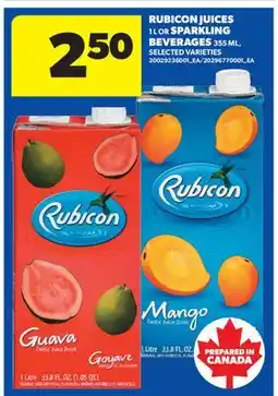 Real Canadian Superstore RUBICON JUICES, 1 L OR SPARKLING BEVERAGES, 355 ML offer