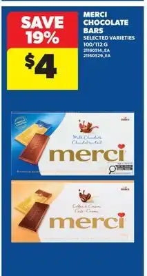 Real Canadian Superstore MERCI CHOCOLATE BARS, 100/112 G offer