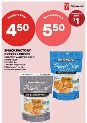 Real Canadian Superstore SNACK FACTORY PRETZEL CRISPS offer