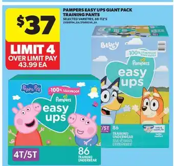 Real Canadian Superstore PAMPERS EASY UPS GIANT PACK TRAINING PANTS, 68-112'S offer