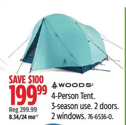 Canadian Tire Woods 4-Person Tent. 3-Season Use offer