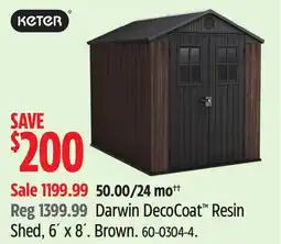 Canadian Tire KETER Darwin DecoCoat Resin Shed, 6´ x 8´ offer