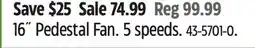 Canadian Tire 16˝ Pedestal Fan offer