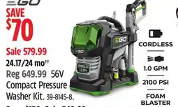 Canadian Tire EGO 56V Compact Pressure Washer Kit offer