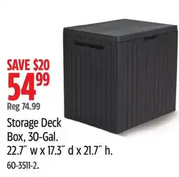 Canadian Tire Keter Storage Deck Box, 30-Gal. 22.7˝ w x 17.3˝ d x 21.7˝ h offer