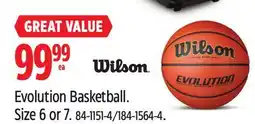 Canadian Tire WILSON Evolution Basketball offer
