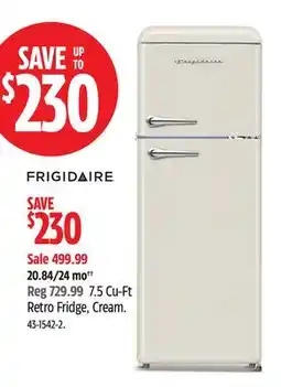 Canadian Tire Frigidaire 7.5 Cu-Ft Retro Fridge, Cream offer