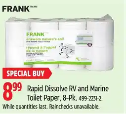 Canadian Tire FRANK Rapid Dissolve RV and Marine Toilet Paper offer