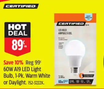 Canadian Tire 60W A19 LED Light Bulb offer