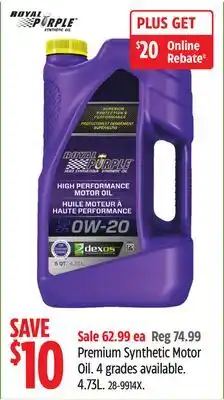 Canadian Tire Royal Purple Premium Synthetic Motor Oil offer