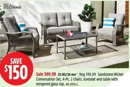 Canadian Tire For Living Sandstone Wicker Conversation Set offer