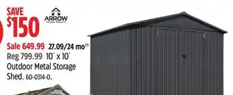 Canadian Tire Arrow 10´ x 10´ Outdoor Metal Storage Shed offer