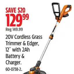 Canadian Tire Worx 20V Cordless Grass Trimmer & Edger offer