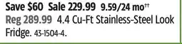 Canadian Tire Vida by Paderno 4.4 Cu-Ft Stainless-Steel Look Fridge offer