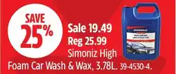 Canadian Tire Simoniz High Foam Car Wash & Wax offer
